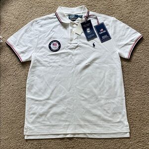 Team USA White Polo Shirt with Embroidered Logo